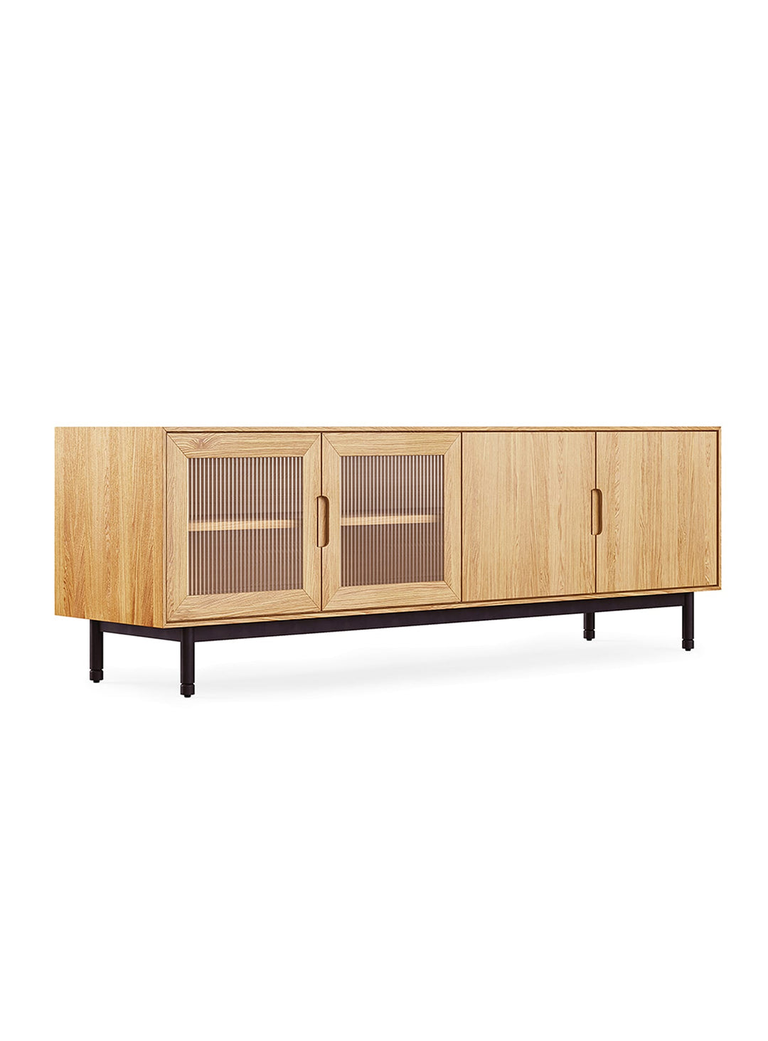 Buffet Munro Gus* Modern, design élégant et portes en verre cannelé pour un rangement raffiné. chene blanc