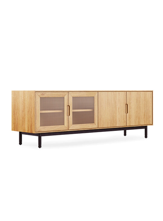 Buffet Munro Gus* Modern, design élégant et portes en verre cannelé pour un rangement raffiné. chene blanc