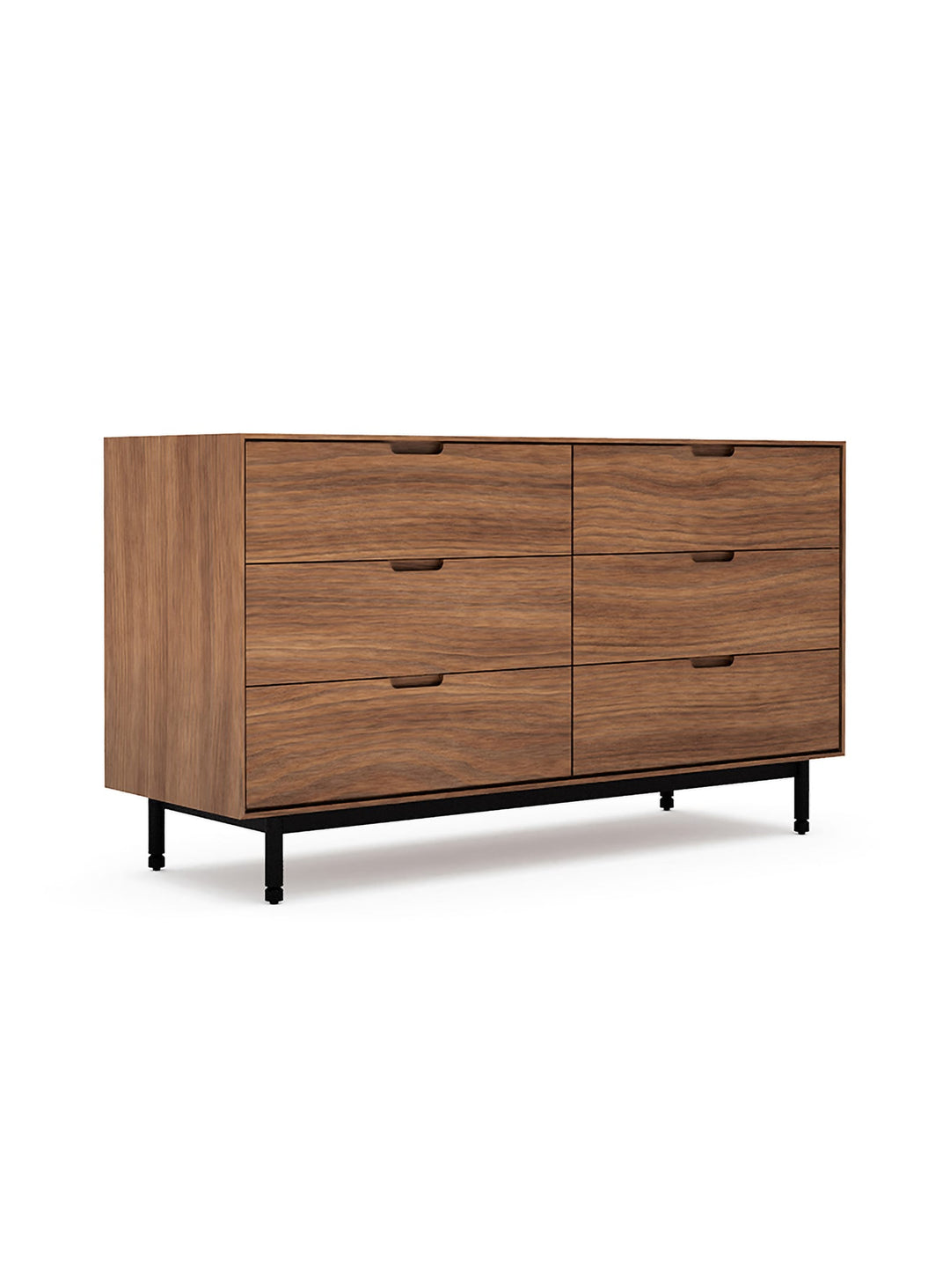 Commode Munro 6 tiroirs Gus* Modern, robustesse bois massif et acier pour un meuble durable. noyer