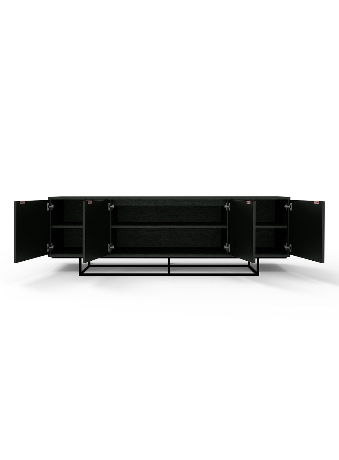 Buffet Myles Gus* Modern : style contemporain, poignées en or rose et rangement fonctionnel.