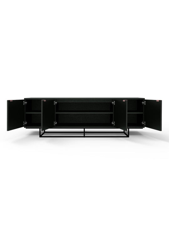 Buffet Myles Gus* Modern : style contemporain, poignées en or rose et rangement fonctionnel.