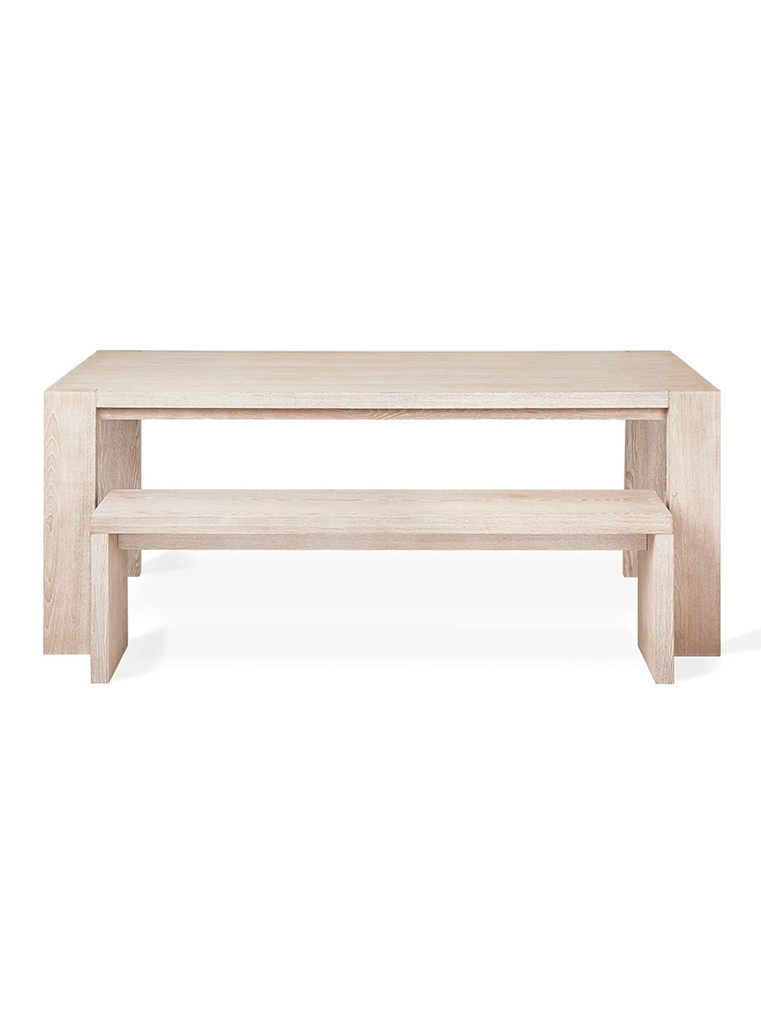 Table Plank de Gus* Modern, silhouette simple et élégante pour salle à manger. frene blanc
