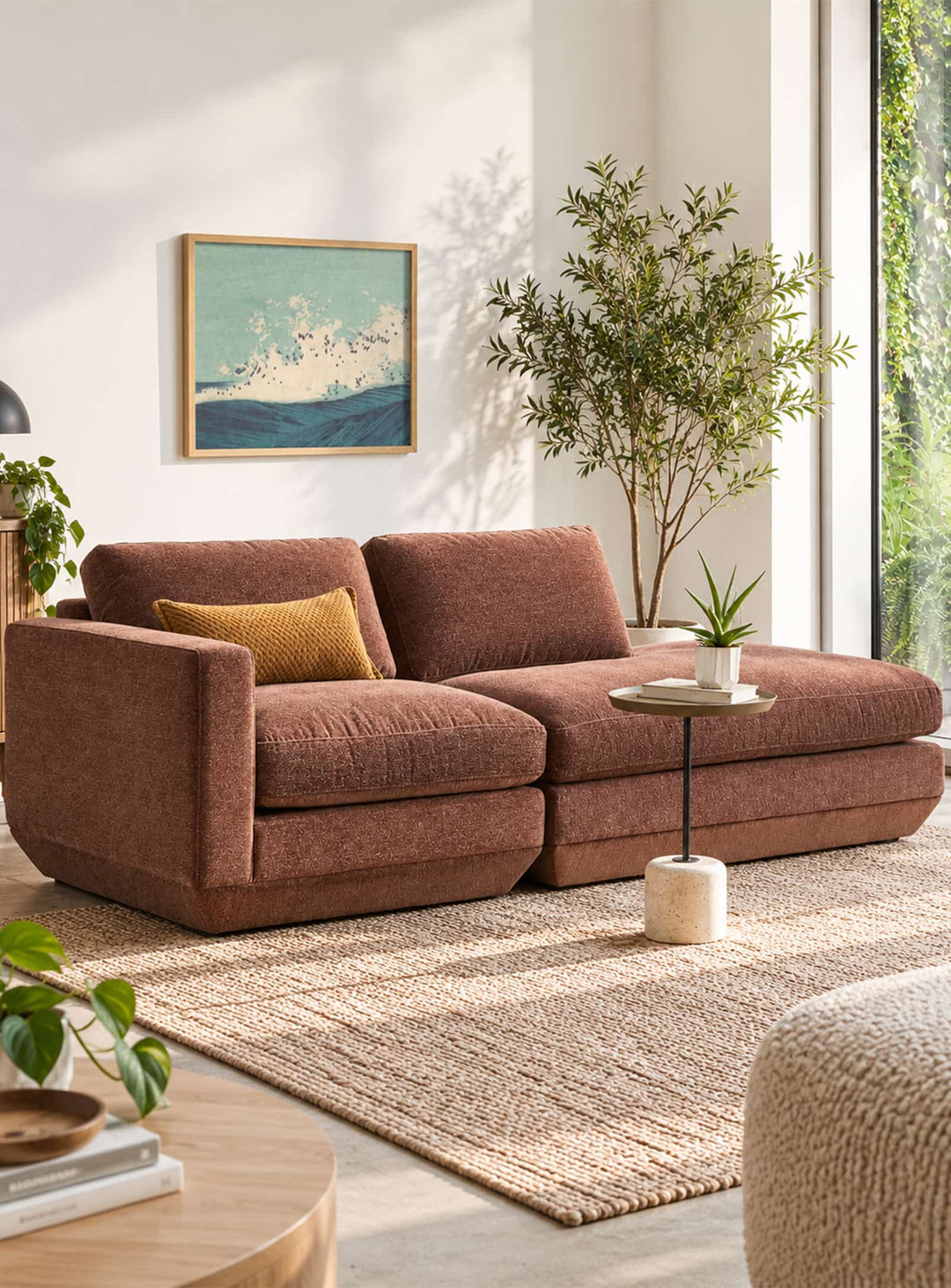 Sofa Gus* Modern Podium : un canapé 2 places modulable avec lounge intégré et confort généreux. regency beet
