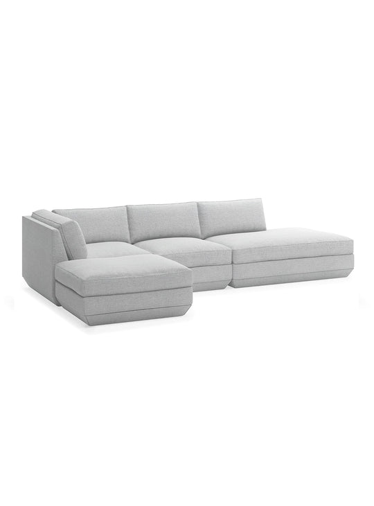 Sofa sectionnel 4 places Podium de Gus* Modern, fauteuil + coin + lounge + ottoman combinés. bayview silver