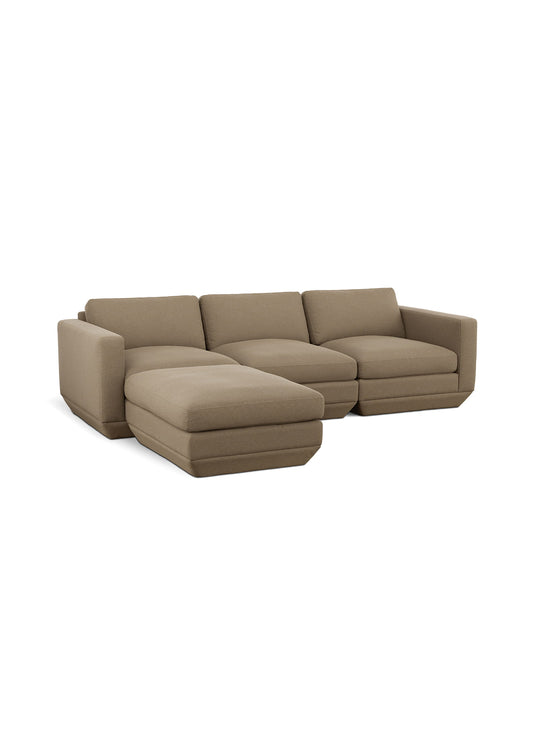 Sofa sectionnel Gus* Modern Podium : un ensemble 4 places personnalisable avec housses amovibles et ottoman. merino mocha