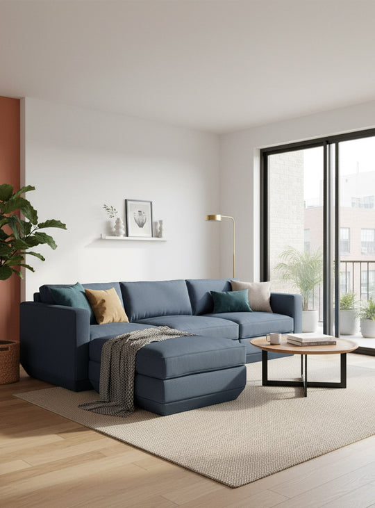 Sofa sectionnel 4 places Gus* Modern Podium, assise agréable et soutien optimal. hanson navy