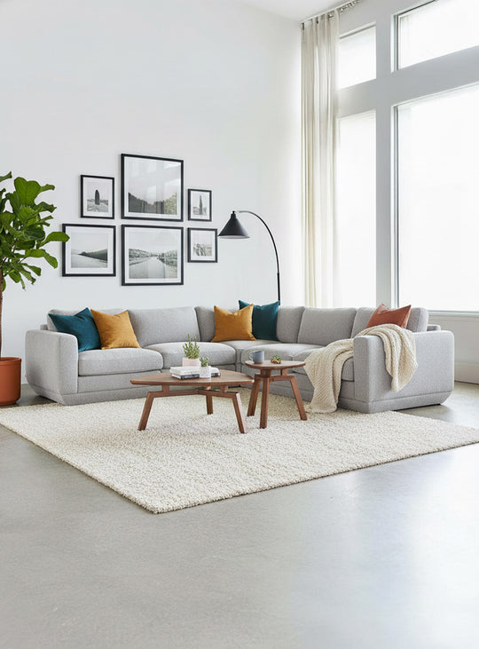 Sofa sectionnel 5 places Gus* Modern Podium, modularité totale et confort luxueux. bayview silver