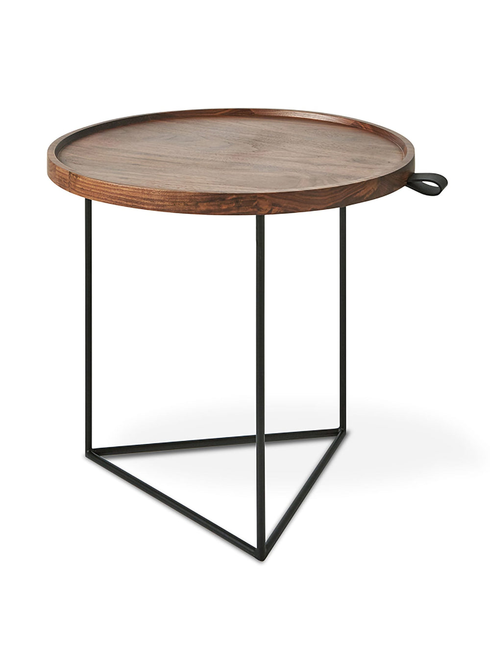 Gus* Modern Porter : table d’appoint chic en bois et métal. noyer