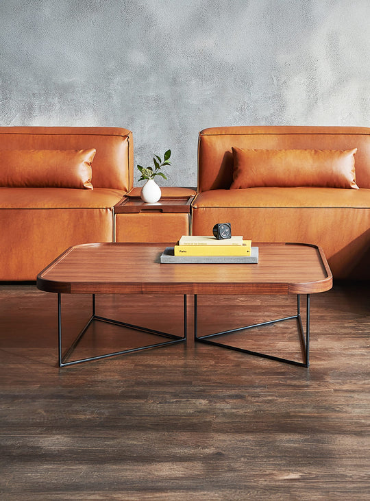 Table à café Porter Gus* Modern : design carré moderne et raffiné. noyer