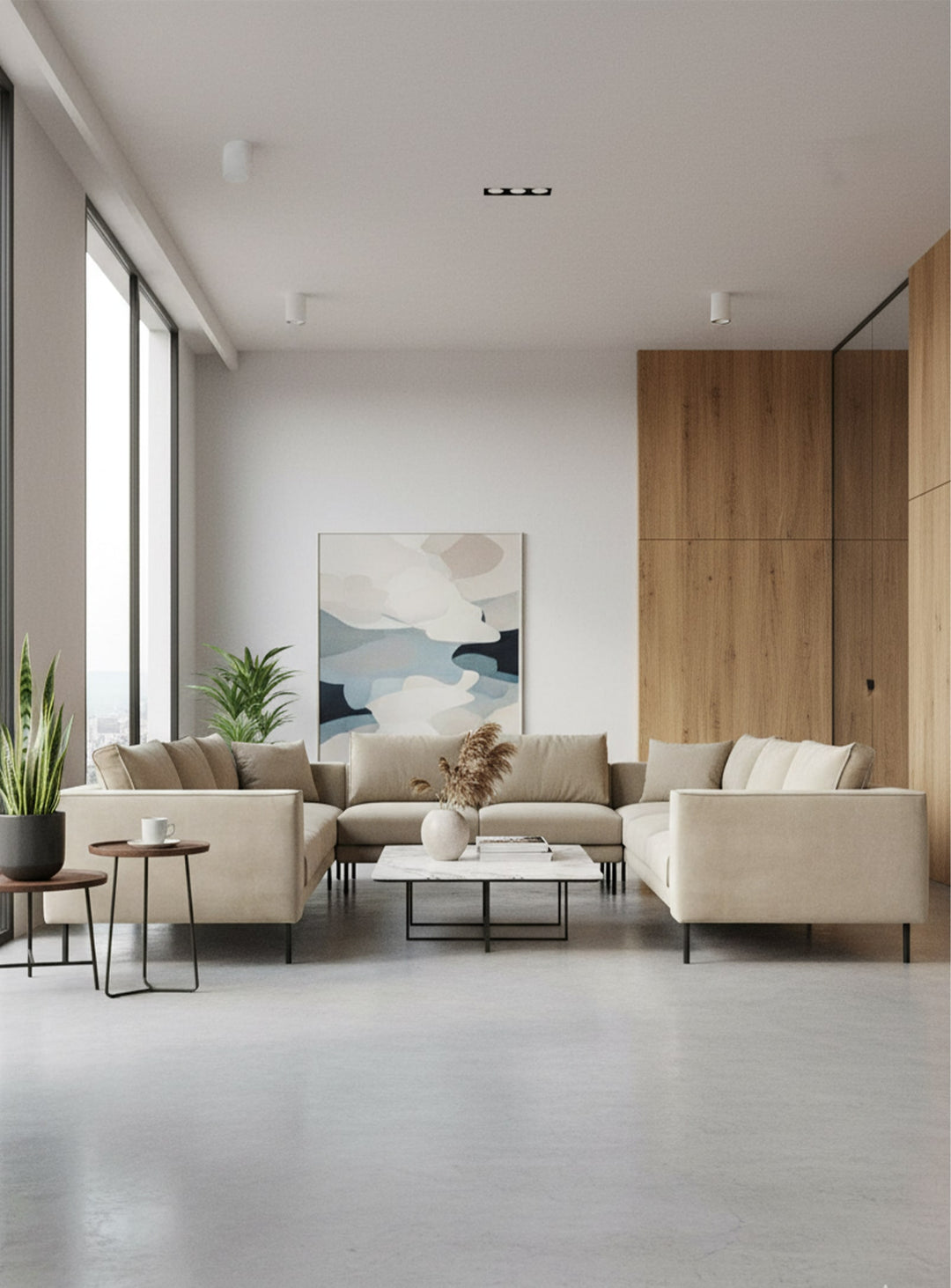 Sofa sectionnel U Gus* Modern Renfrew, coussins ajustables pour confort idéal. Mersey caribou