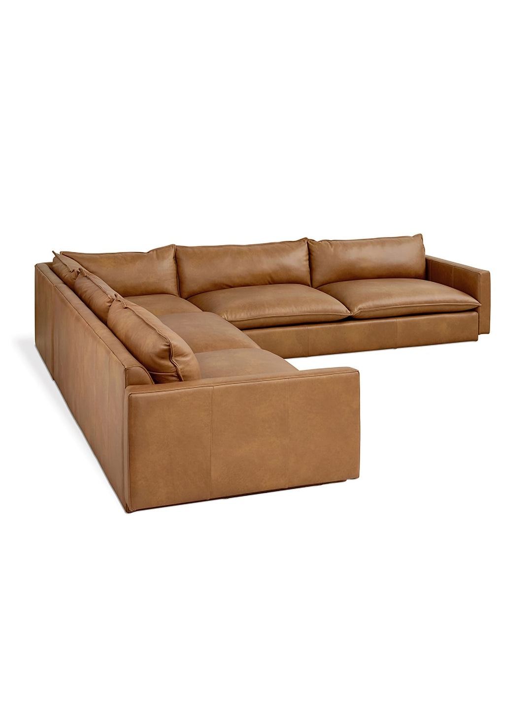 Sofa bi-sectionnel Gus* Modern Sola, coutures françaises et élégance moderne. cuir raleigh chestnut