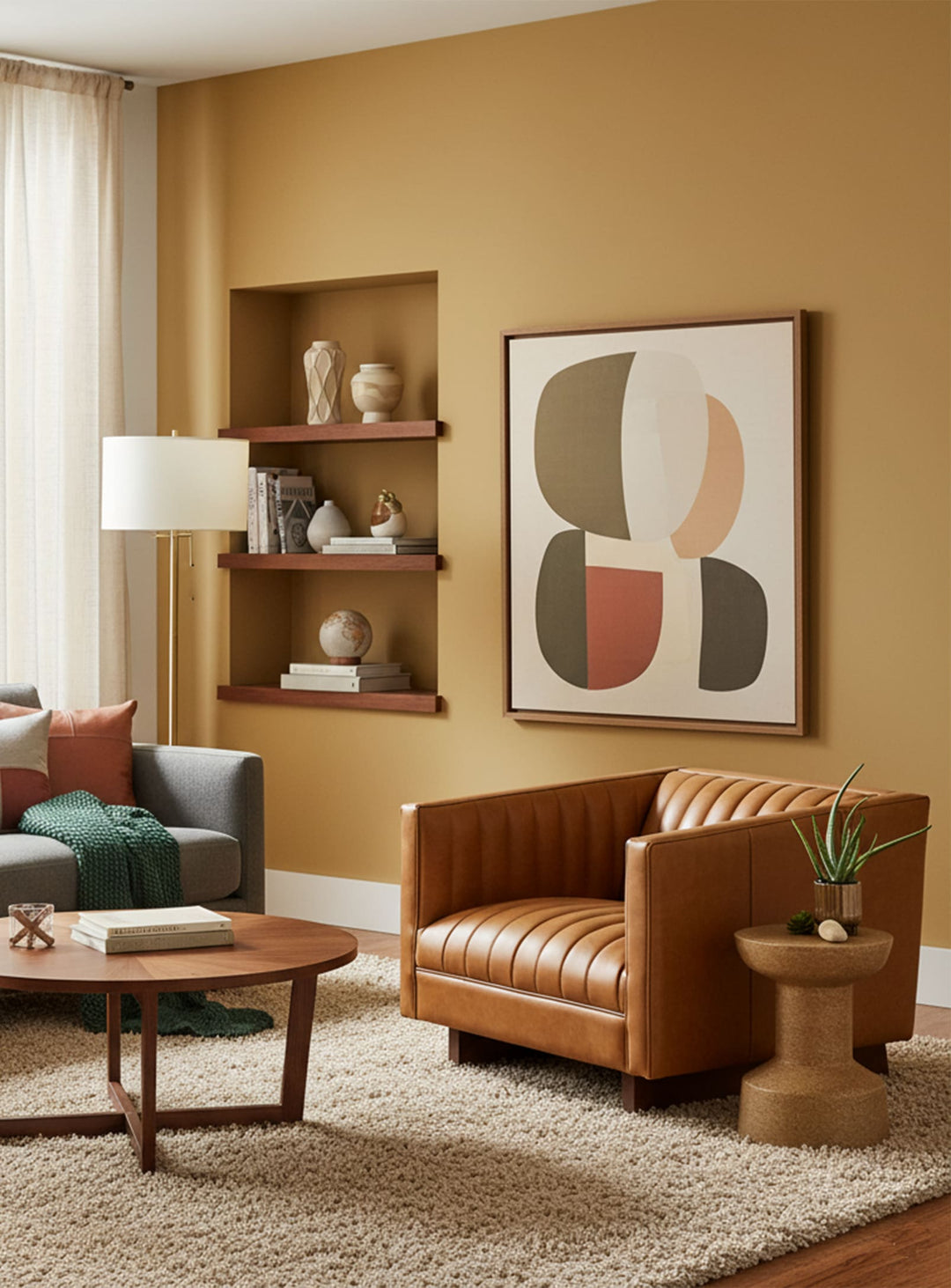 Fauteuil cuir Gus* Modern Wallace : confort, style et sophistication. Cuir tucson sienna. 