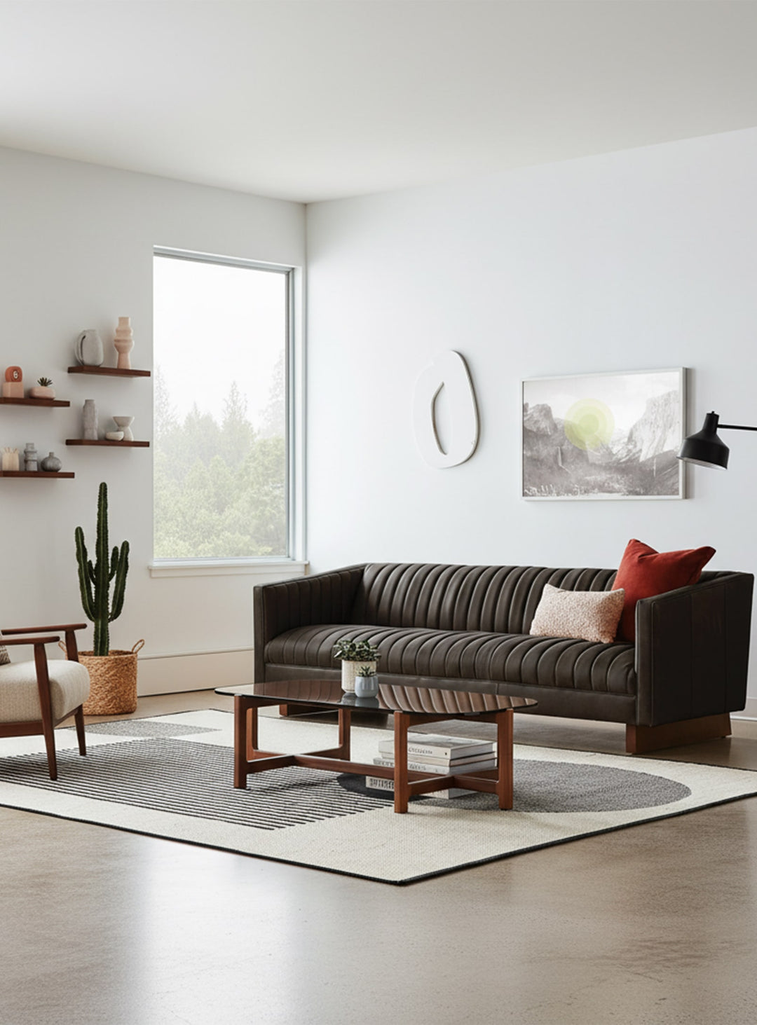 Sofa cuir Gus* Modern Wallace : luxe, confort et style unique. Cuir noir.