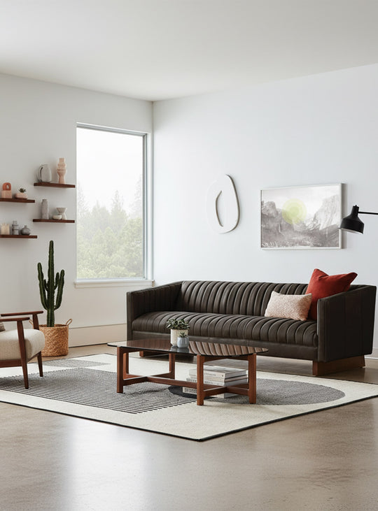 Sofa cuir Gus* Modern Wallace : luxe, confort et style unique. Cuir noir.