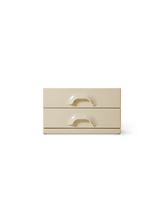 Commode à deux tiroirs HKliving, meuble polyvalent idéal en table de chevet ou rangement. crème