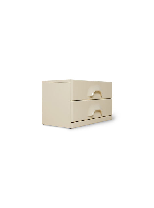 Commode à deux tiroirs HKliving, finition monochrome et style contemporain élégant. crème