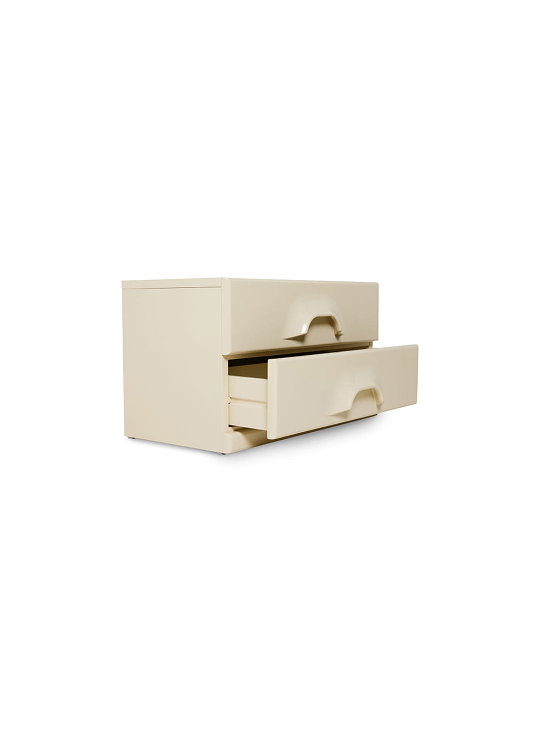 Commode à deux tiroirs HKliving, meuble pratique avec intérieur bois chaleureux contrasté. crème