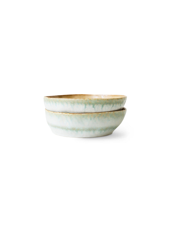 Bol à pâtes 70s Ceramics HKliving, idéal pour pâtes, risottos, salades et plats en sauce. petal