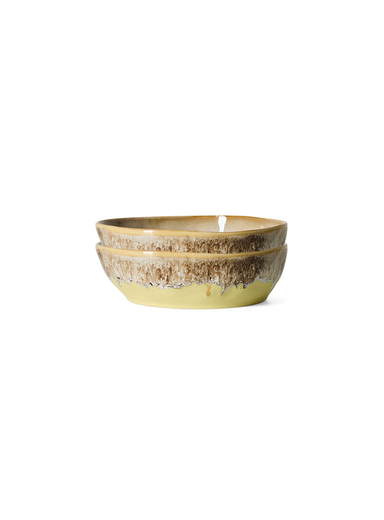 Bol à pâtes 70s Ceramics HKliving en grès émaillé, compatible lave-vaisselle et micro-ondes. custard