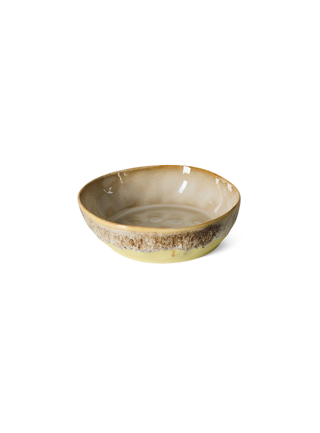 Bol à pâtes 70s Ceramics HKliving, une pièce décorative aux finitions artisanales et aux teintes variées. custard