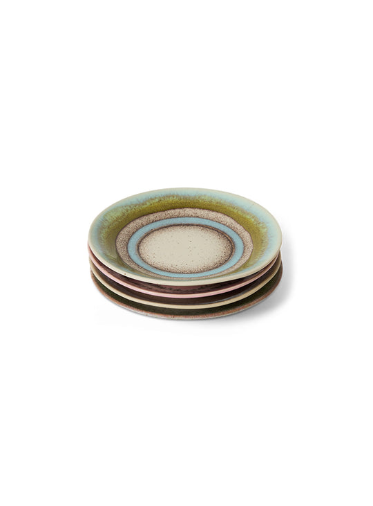 Soucoupe 70s Ceramics HKliving avec glaçures artisanales et nuances uniques. doodle