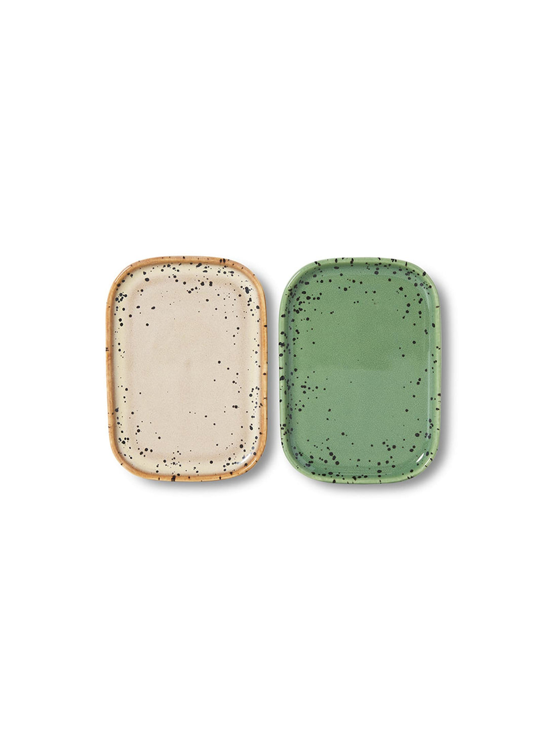 Petits plateaux HKliving 70s Ceramics : deux modèles en grès inspirés de l'art et de la conquête spatiale. crayon