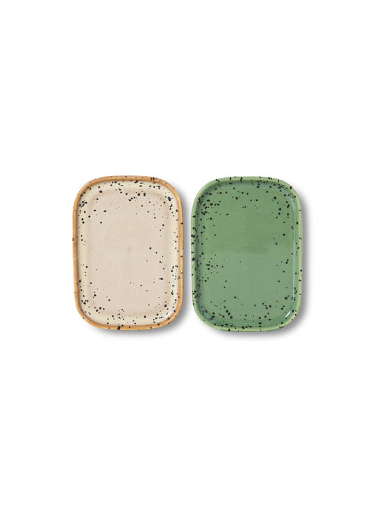 Petits plateaux HKliving 70s Ceramics : deux modèles en grès inspirés de l'art et de la conquête spatiale. crayon