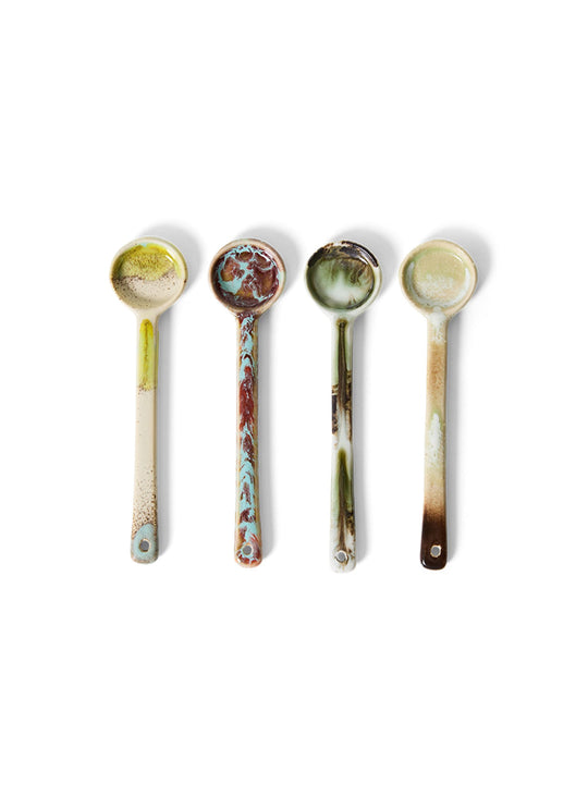 Cuillères en grès 70s Ceramics HKliving avec décor artisanal et finitions inspirées de l'art moderne. blend