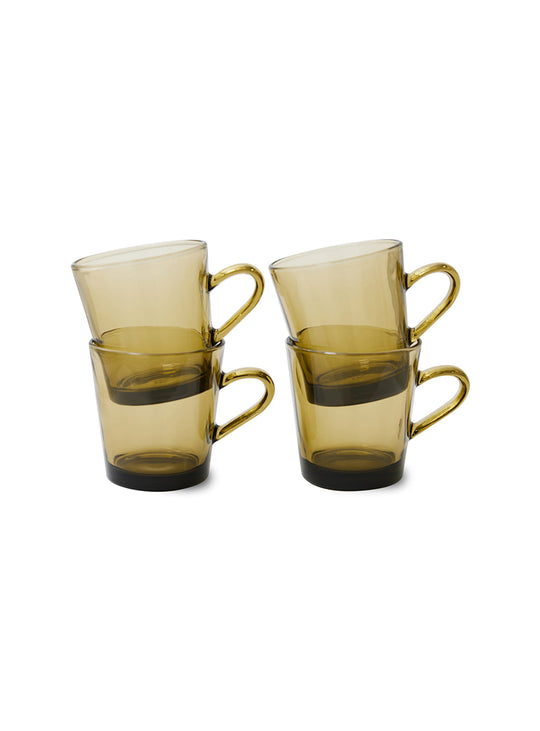 Tasses à café en verre 70s Glassware HKliving : design vintage et transparence élégante. mud