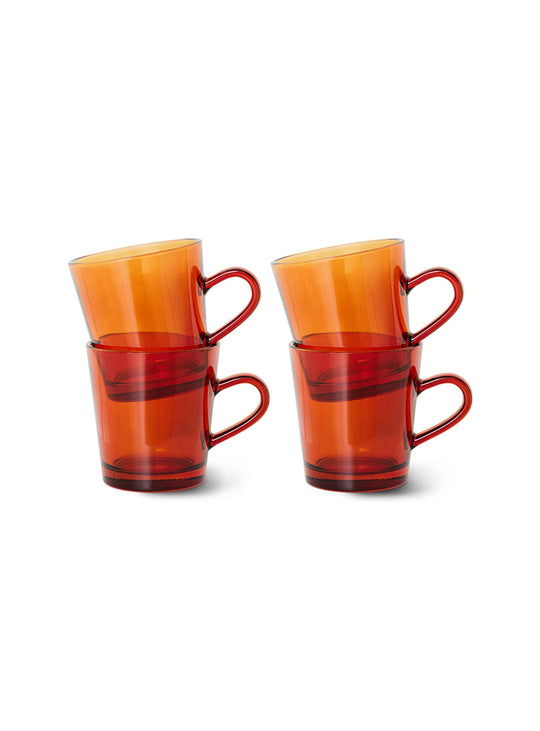 Tasses à café en verre 70s Glassware HKliving en verre coloré amber ou mud pour vos pauses café. amber