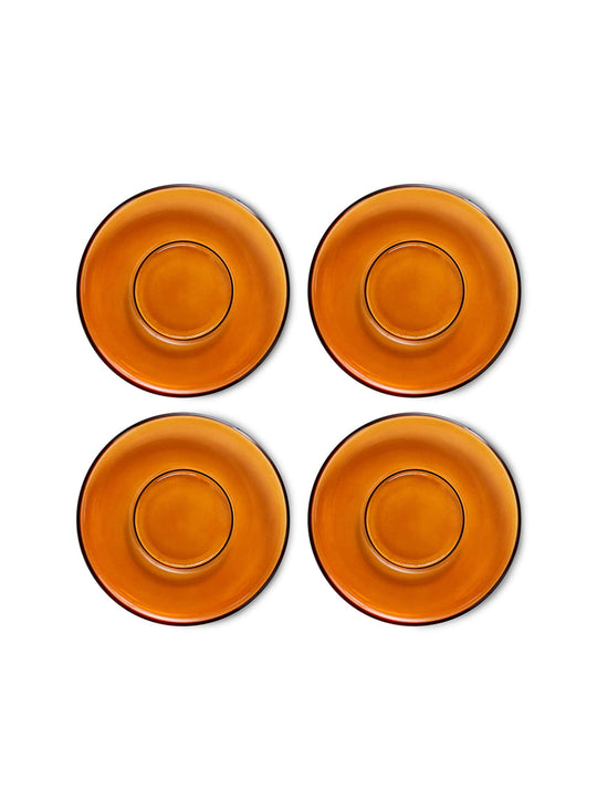 Soucoupe en verre 70s Glassware HKliving : verre teinté dans la masse aux reflets uniques. amber