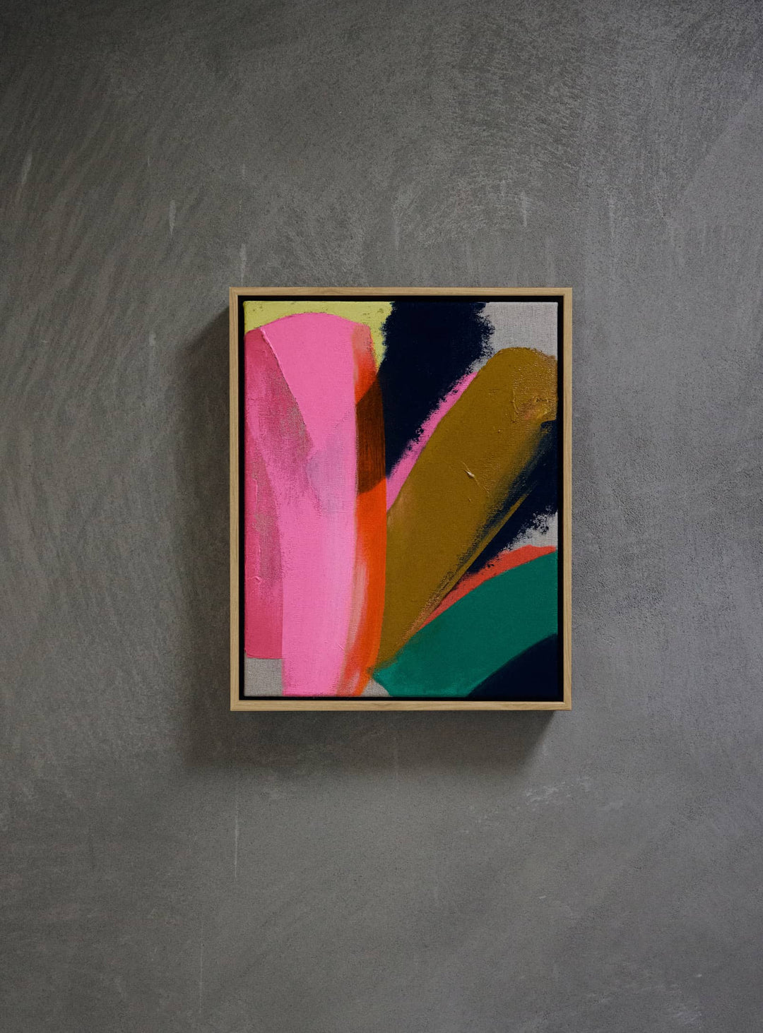 Tableau Bright Lights HKliving, une petite toile abstraite encadrée aux couleurs expressives et au fort impact visuel.