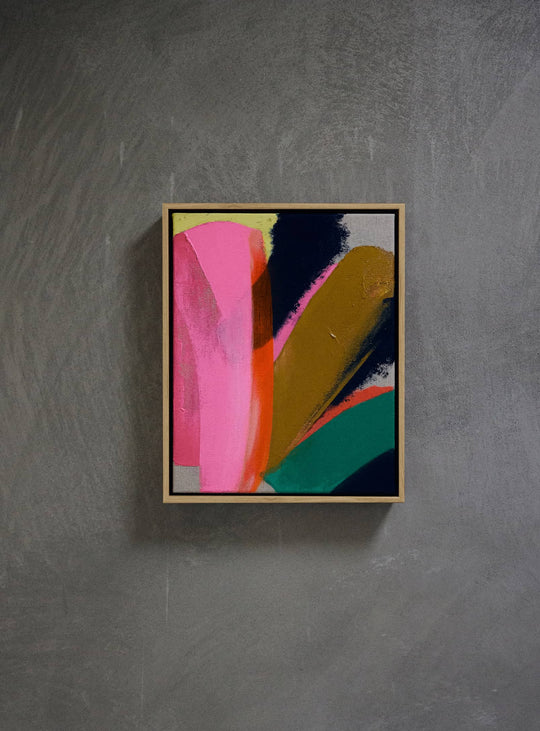 Tableau Bright Lights HKliving, une petite toile abstraite encadrée aux couleurs expressives et au fort impact visuel.