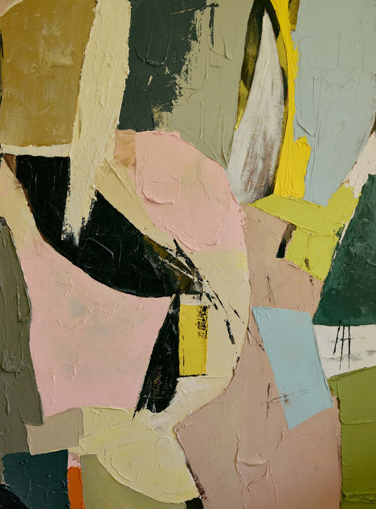 Tableau encadré Colour Cult HKliving, une grande toile en lin au relief subtil et à la palette de couleurs apaisée.