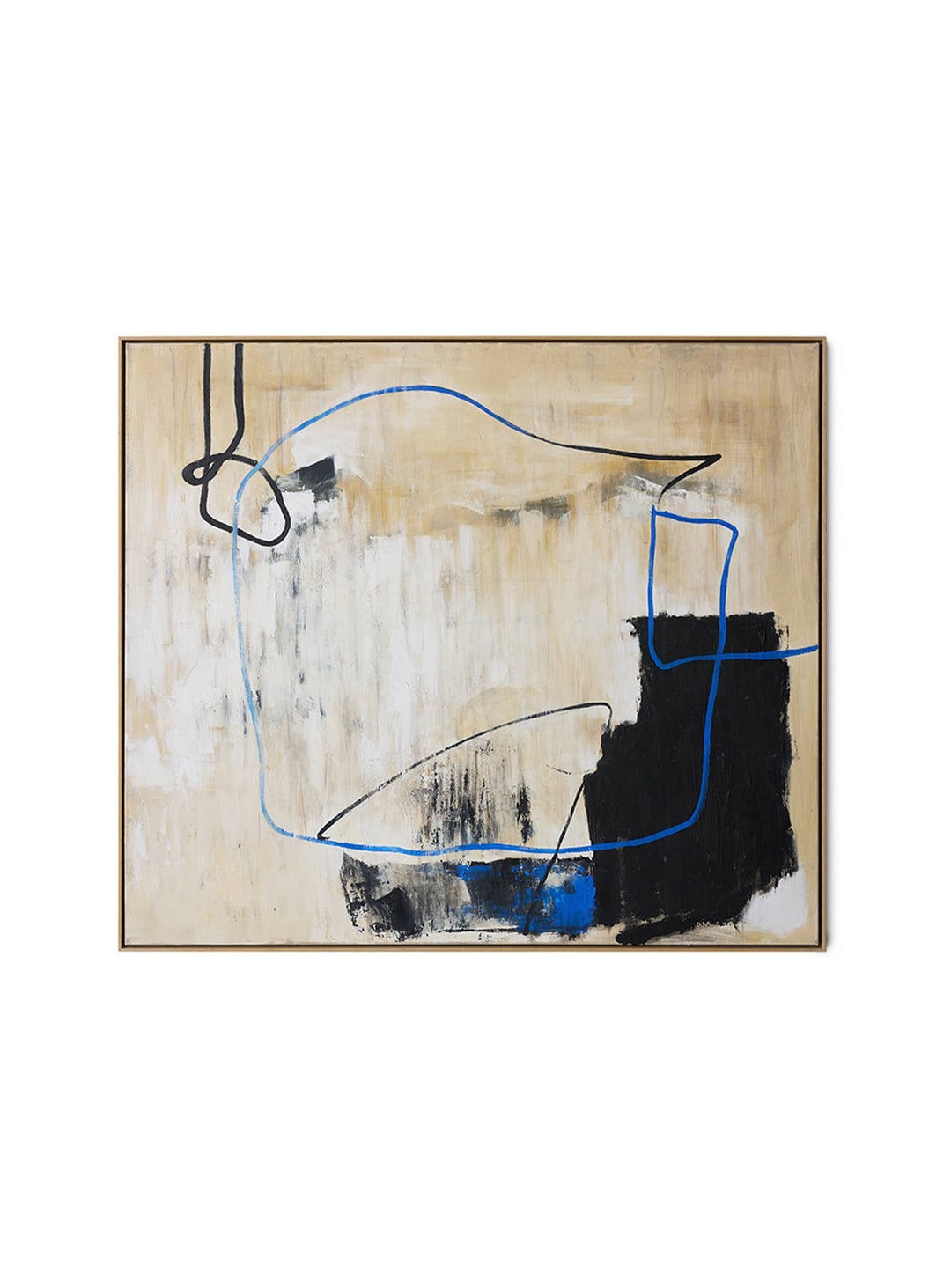 Tableau encadré Easy Elan HKliving au format XXL, entre expressionnisme, tons terreux et bleu cobalt.