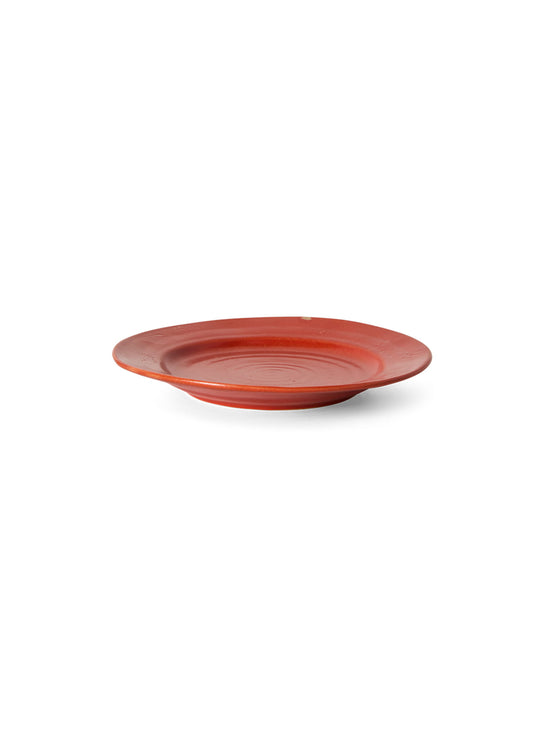 Assiettes à dessert Farmhouse Ceramics HKliving, compatibles lave-vaisselle et micro-ondes pour le quotidien. rouge