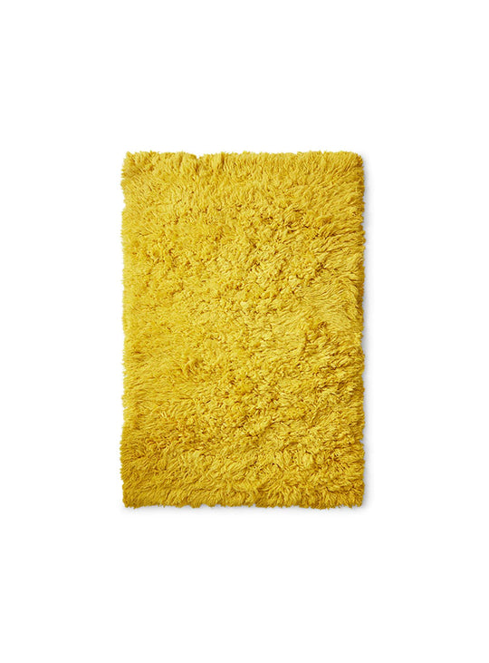 Tapis Fluffy jaune HKliving : texture duveteuse et énergie solaire pour votre intérieur.