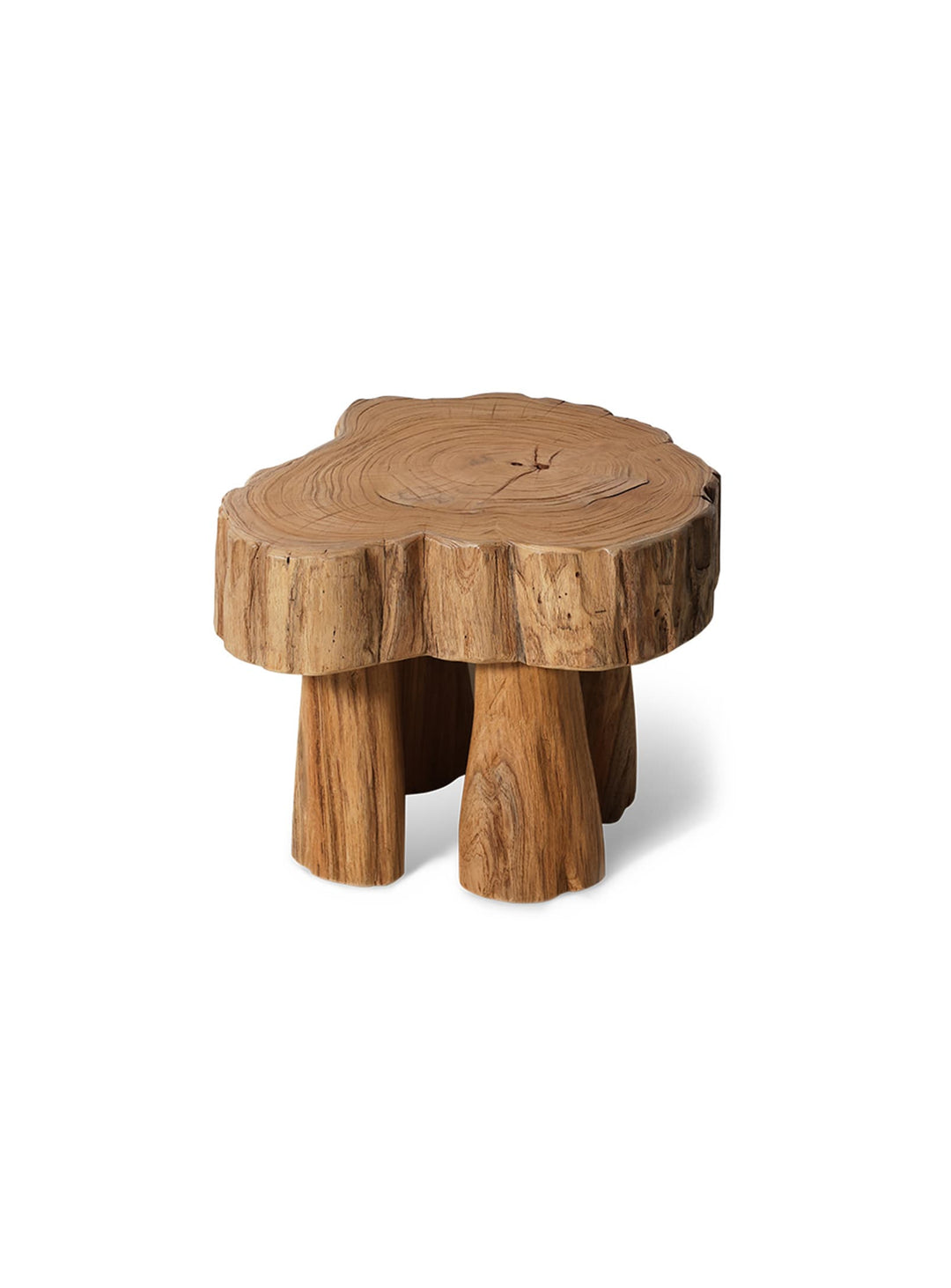 Tabouret Log HKliving en teck naturel, idéal comme assise ou table d'appoint.