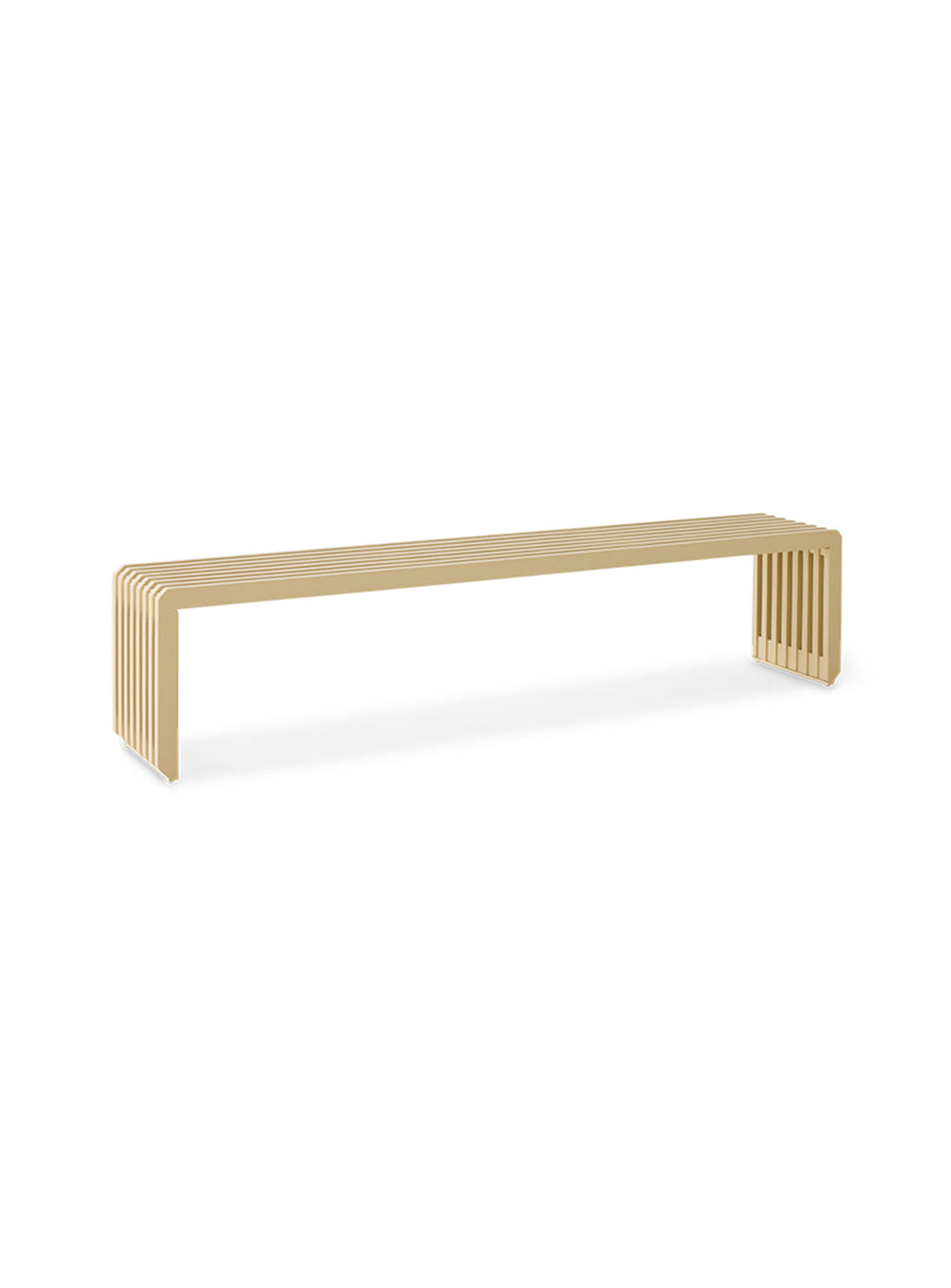 Banc HKliving Slatted Bench, mobilier design en bois naturel. sable