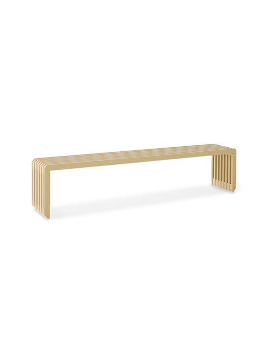 Banc HKliving Slatted Bench, mobilier design en bois naturel. sable