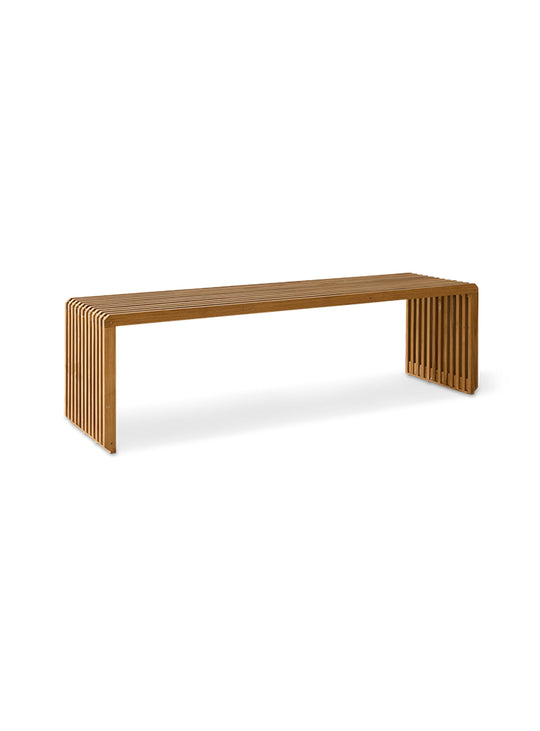 Banc à lattes en teck HKliving, assise raffinée pour l’entrée. L