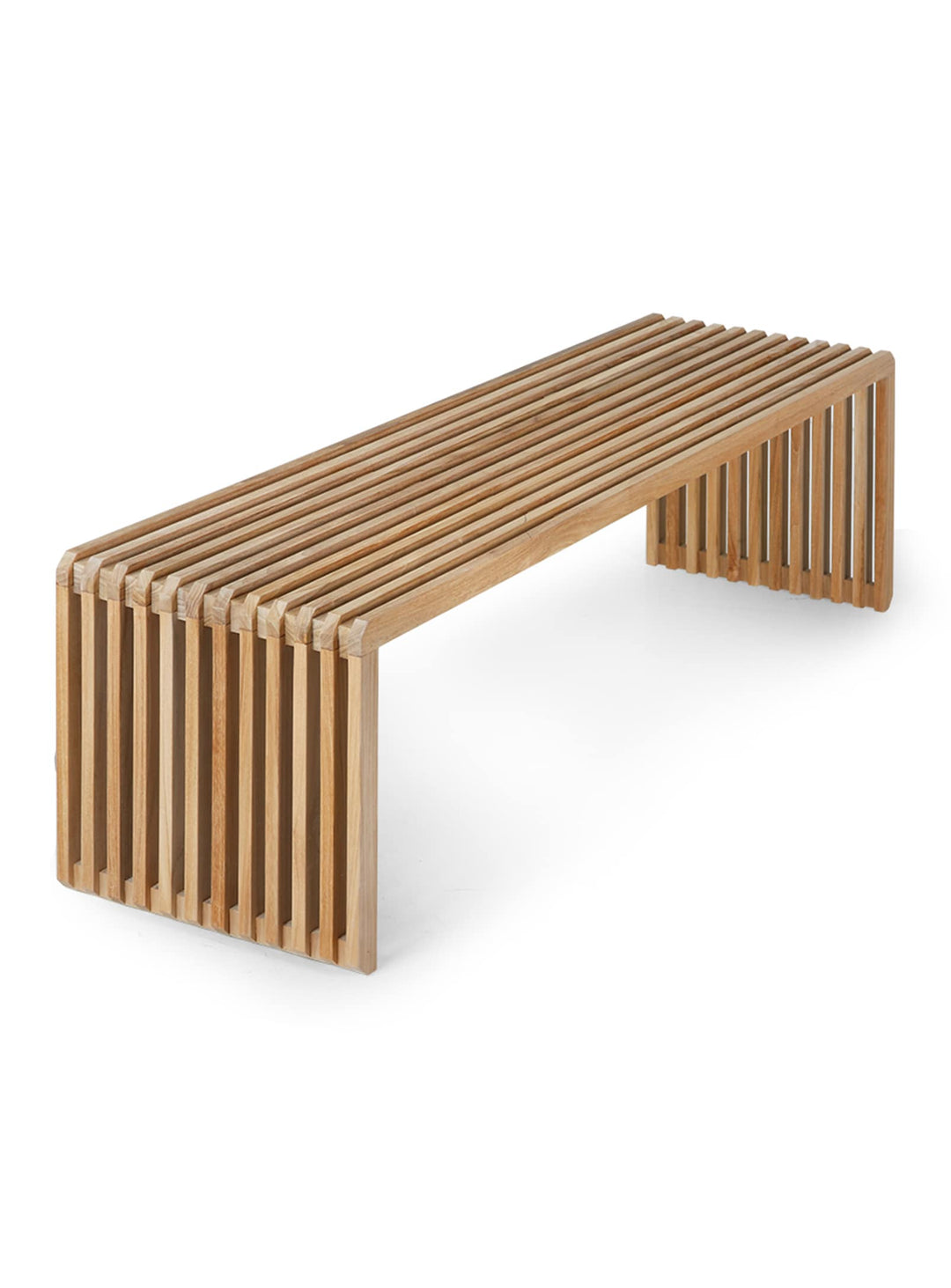 Banc à lattes en teck HKliving, parfait pour un salon chaleureux. L