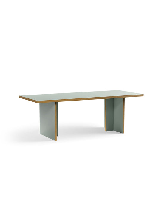 Table Monolyt HKliving, table rectangulaire au style minimaliste et affirmé. vert pâle