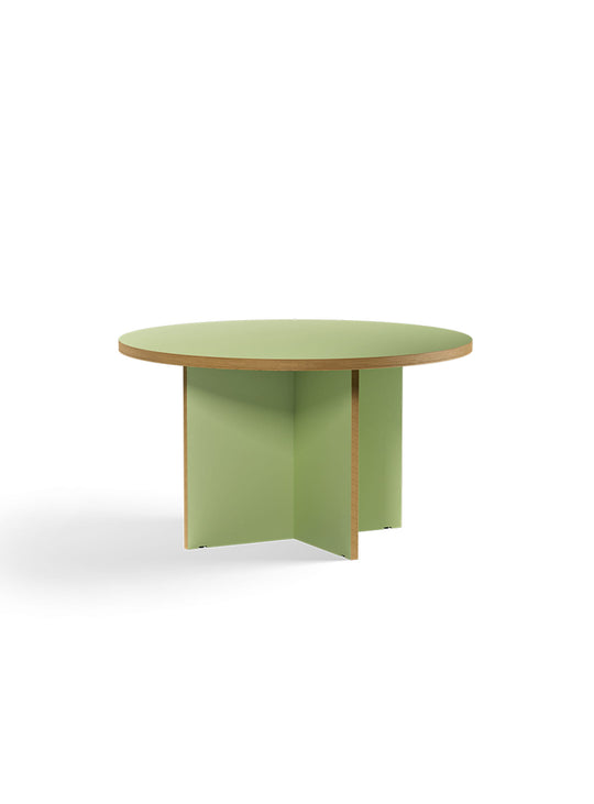 Table ronde Monolyt HKliving, style contemporain avec base sculpturale graphique. pistache