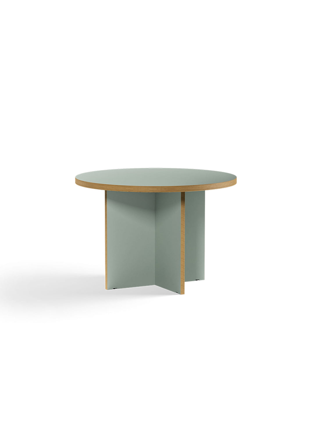 Table ronde Monolyt HKliving, plateau circulaire moderne pour repas conviviaux. vert pâle