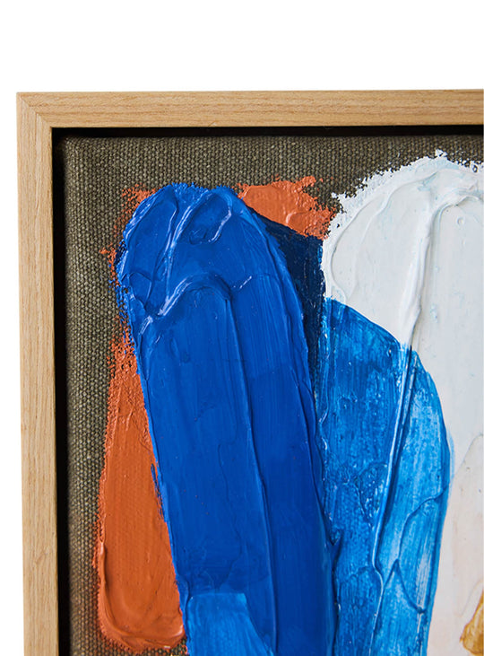 Tableau Moonlight Strokes HKliving, une petite composition abstraite bleu clair et or au charme apaisant.