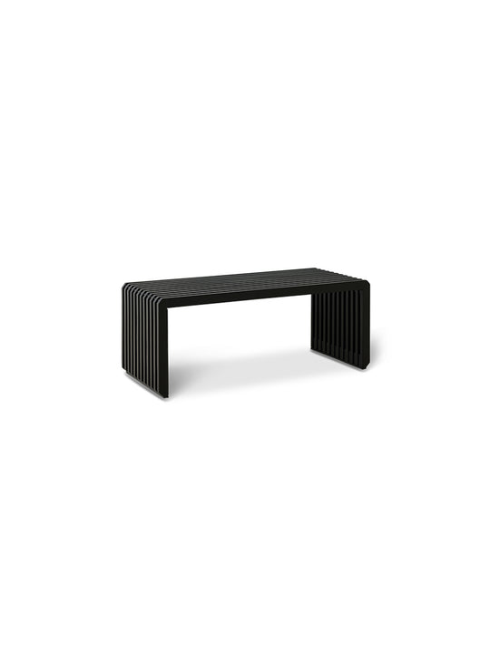 Banc à lattes HKliving, mobilier compact en bois au style épuré. noir