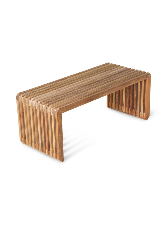 Banc à lattes en teck HKliving, mobilier design en bois massif. M