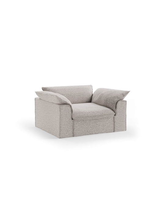 Fauteuil HKliving Nomad : une assise confortable et polyvalente à mi-chemin entre fauteuil et petit sofa. gris