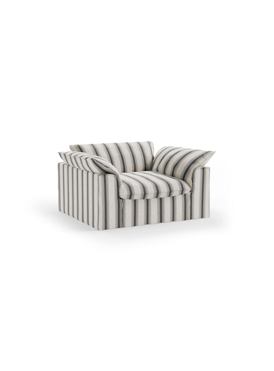 Fauteuil HKliving Nomad : une assise XXL au look chic et décontracté, parfaite pour un salon chaleureux. chalkstripe
